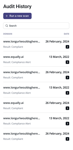 Equally AI audit history on mobile