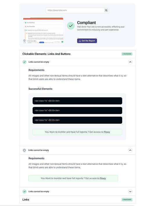 Equally AI compliant audit result grouped by accessibility rule