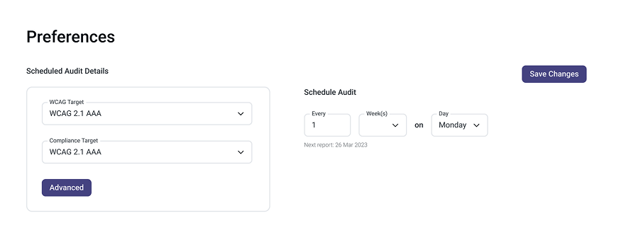 Equally AI audit preferences with target and schedule controls